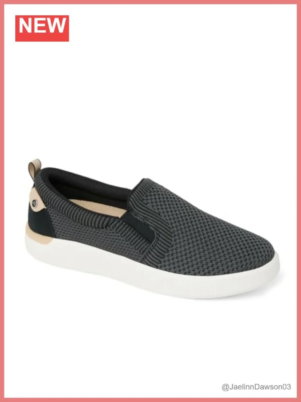 Women's Slip-On Knit Fashion Sneakers with Suede Heel, Cushioned EVA